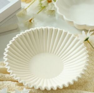 New Better Homes & Gardens Ivory Ribbon Fluted Bowl